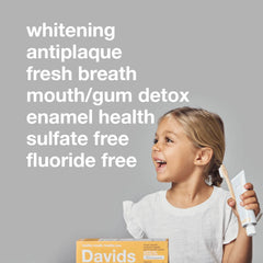 Davids Hydroxi™ whitening + enamel health, nano-hydroxyapatite toothpaste, kids + adults / orange vanilla