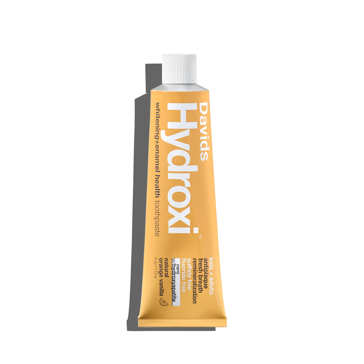 Davids Hydroxi™ whitening + enamel health, nano-hydroxyapatite toothpaste, kids + adults / orange vanilla